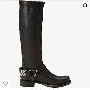 NWT Frye Jenna Studded Tall Braided Boot Black